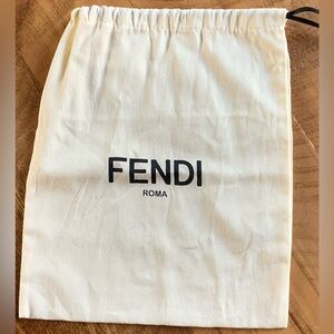 Fendi Ivory Drawstring Bag 11” x 13”